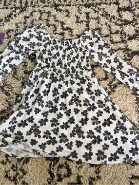 jumping beans Black Floral Smocked Dress with Brown Centers